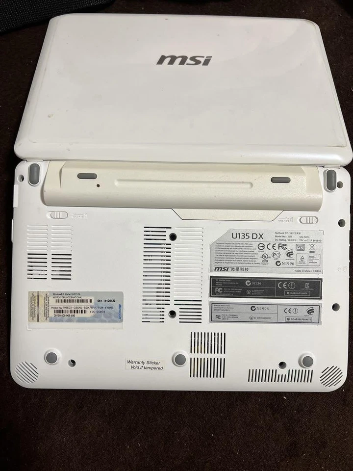 Msi U135Dx White Netbook Pc 10.1 Laptop Windows Wifi Portable Mini Notebook - Image 3 of 3