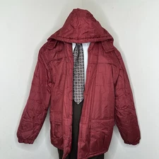 Habands Mens Parka XL Jacket Coat Red Removable Hood Insulated Zip Up Winter