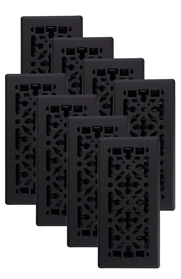 Rejillas decorativas AGH410-BLK-8 registro de piso gótico 4x10 pulgadas negro texturizado 8 paquetes Foto 4 de 4