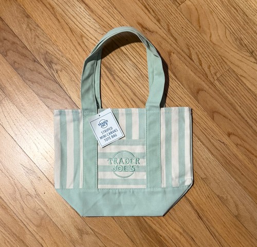 Trader Joes Pastel Stripped Mini Tote Bags Mint Pastel NWT *limited edition*