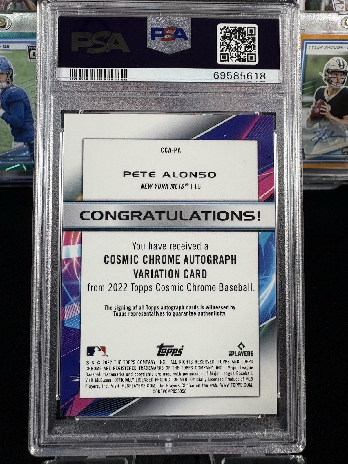 2022 Topps Cosmic Chrome Pete Alonso Autograph PSA 9 view 2