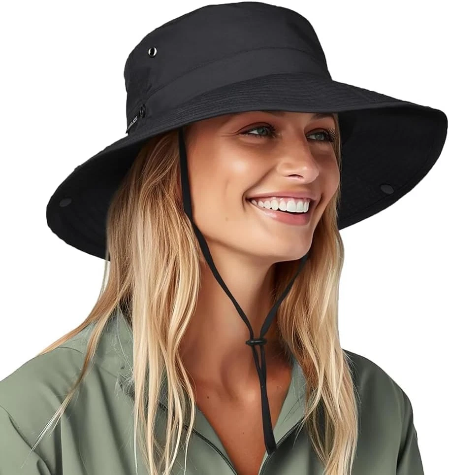 Sun Hats for Women Ponytail UPF Beach Summer Hat Wide Brim Packable Cowboy Hat