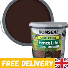 Weatherproof Fence Stain 5L Dark Oak - Water-Based, UV & Rainproof, Quick Dry