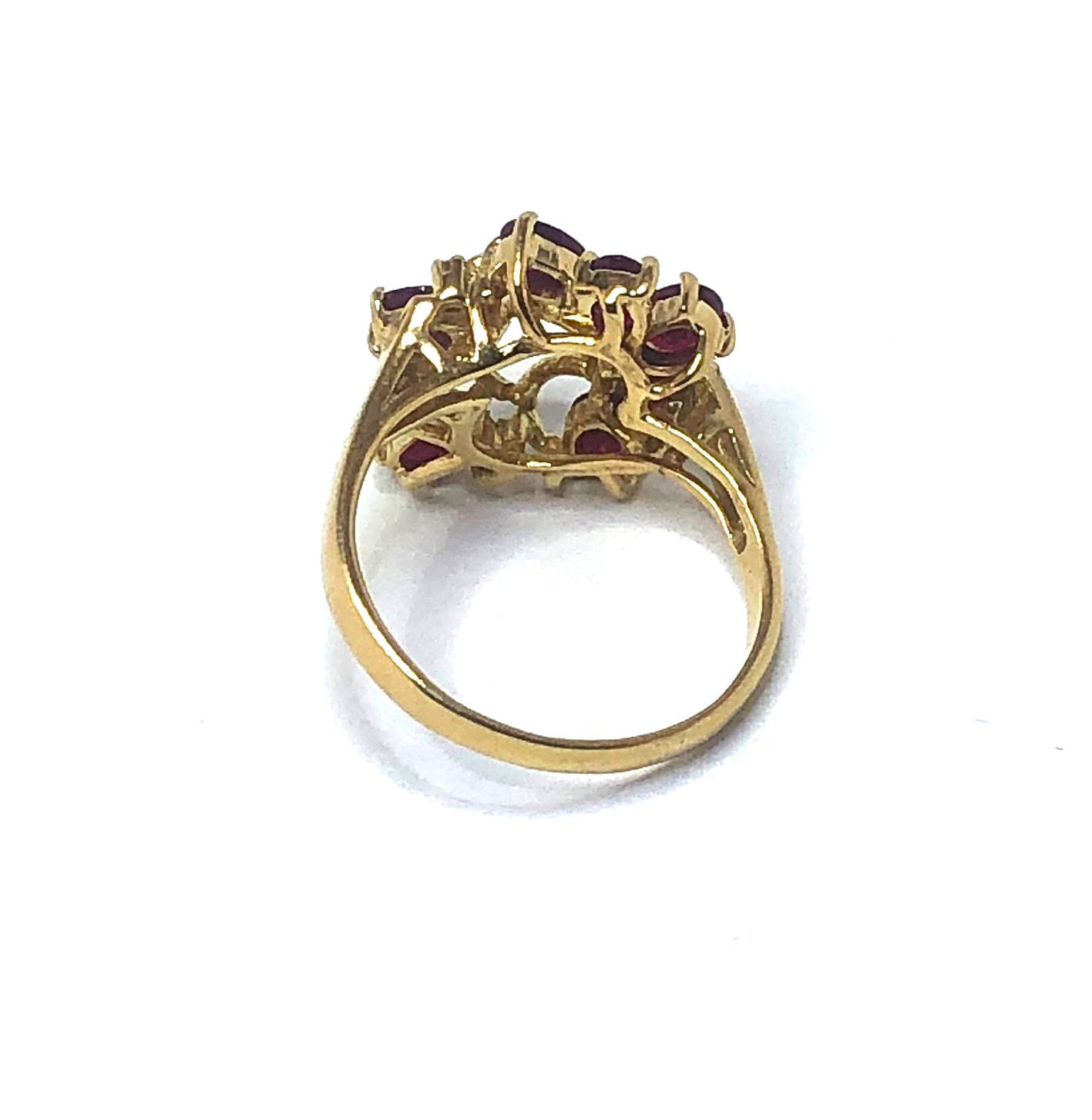 Stunning Solid 18k Gold Ruby Cluster and Diamond … - image 5