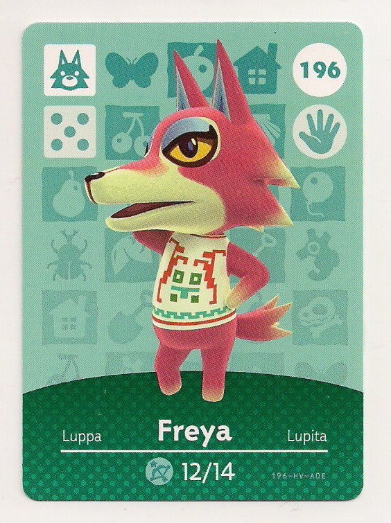 Animal Crossing amiibo Card: Freya 196 Series 2 Wolf New Leaf