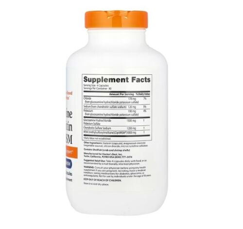 Doctor's Best, Glucosamine Chondroitin MSM with OptiMSM, 360 Capsules - Picture 2 of 2