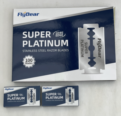 FlyDear Double Edge Stainless Steel Razor Blades - 100 Pack Barber