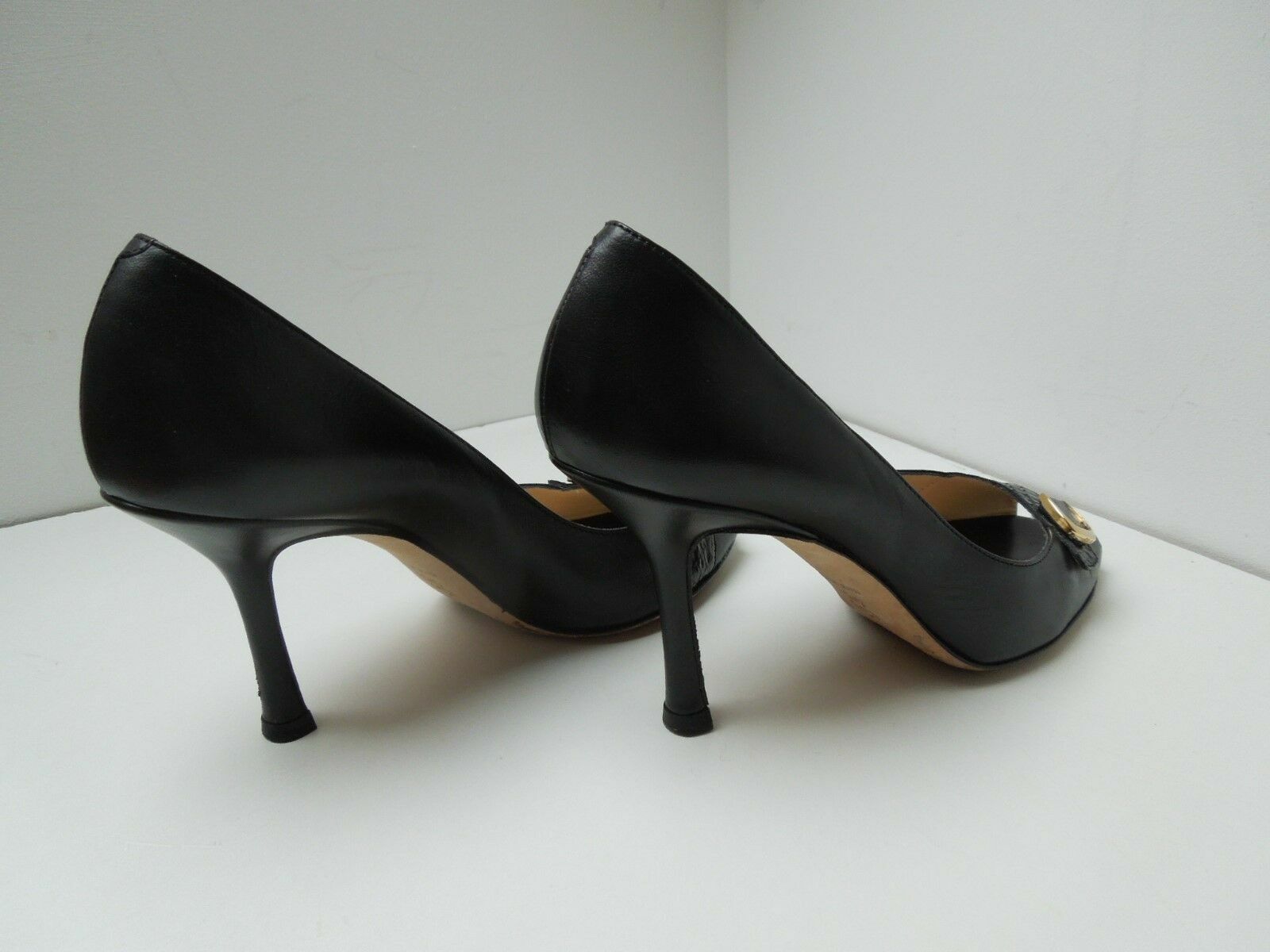 Jimmy Choo RRP £350 Kid Leather Black Open Toe Heel Size 35 VGC image 7