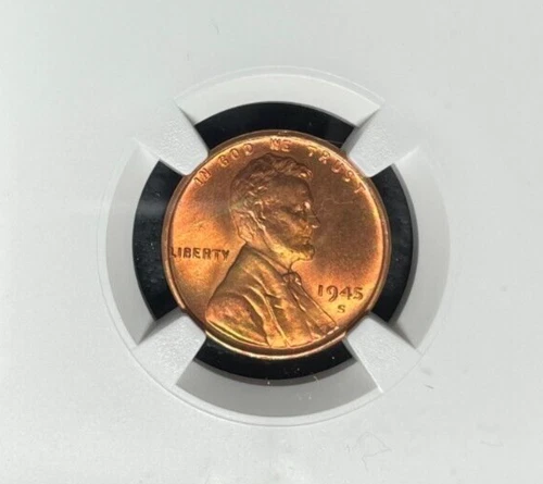 1945-S LINCOLN WHEAT CENT ~ NGC MS 66 RD ~BEAUTIFUL COIN~ REF#042