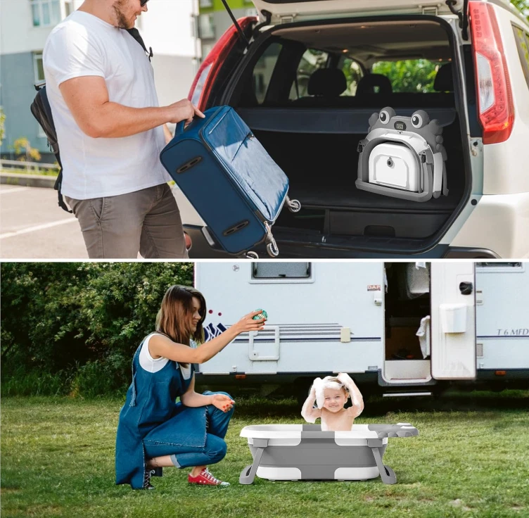 Bañera plegable para bebé recién nacido a niño pequeño con monitor de temperatura en tiempo real y F Foto 3 de 4