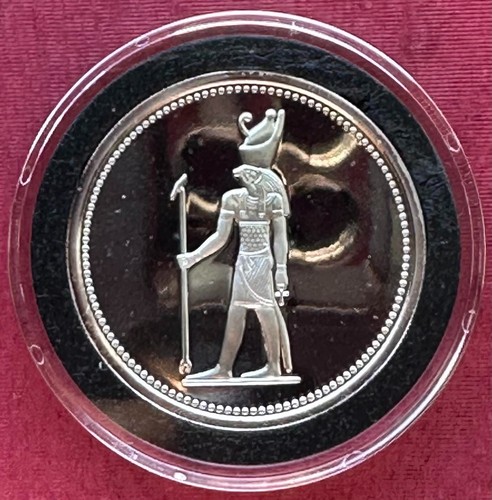 EGYPT , PROOF SILVER 5 POUNDS HORUS 1994 , RARET