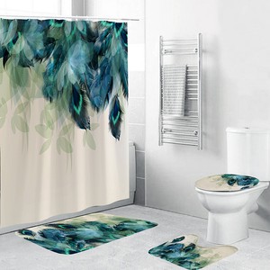 4pcs Set Anti Slip Bathroom Toilet Rug Lid Cover Bath Mat Anti Slip Bathroom Toilet Rug Lid