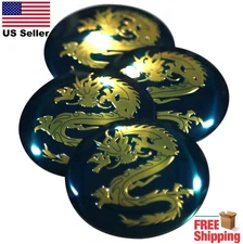 (4 Pack) Dragon Wheel Center Cap Sticker Emblem Decals 2.2" Dome (Gold)