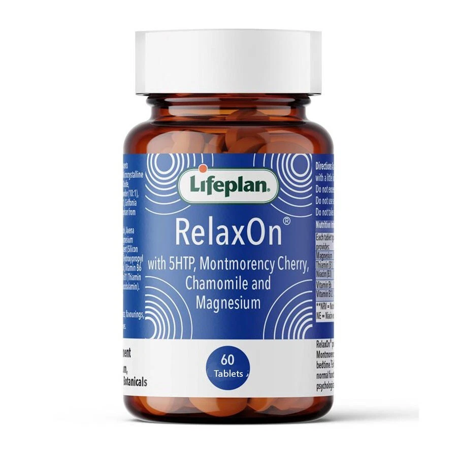 Lifeplan RelaxOn 60 Tablets with 5HTP, Montmorency Cherry, Chamomile & Magnesium