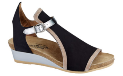 Naot Fiona Black/Khaki/Silver Wedge Sandal Women's sizes 5-11/36