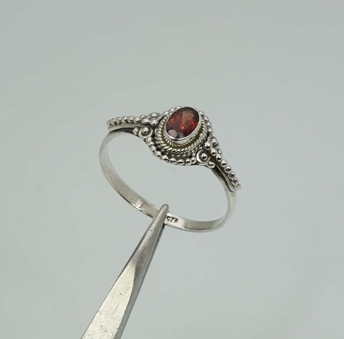 925 Solid Sterling Silver Cut Green Peridot,Red Garnet Oval Shape Ring Fw916 - Picture 23 of 38