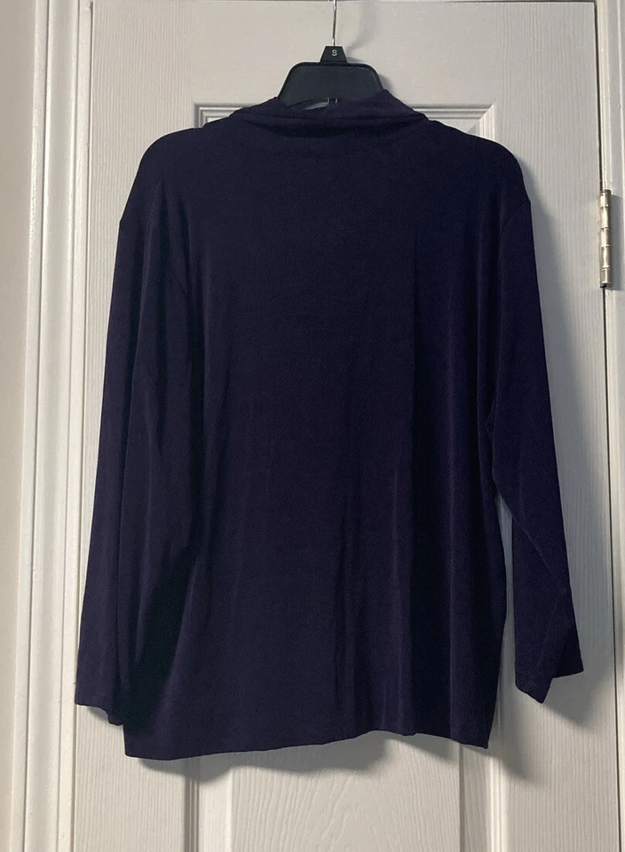 Blusa para mujer Claudia Richard púrpura oscuro manga larga talla M Foto 2 de 3