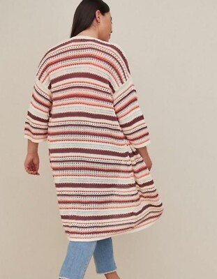 Womens Torrid Kimono Cardigan Cotton Multi Stripes Size 12
