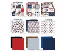 2 Sheets Echo Park AMERICA THE BEAUTIFUL 12x12 Scrapbook Cardstock - U Choose