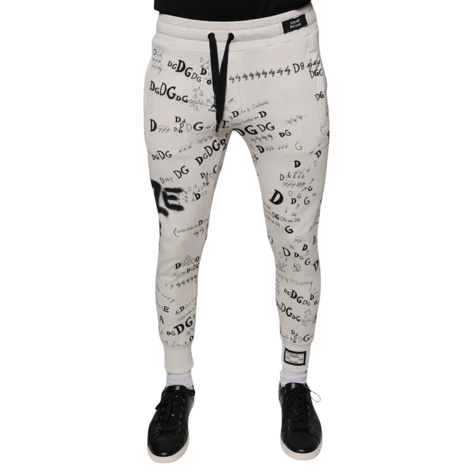 cDOLCE & GABBANA Pants White Printed Cotton Jogger Sweatpants IT44/W30/XS 820usd