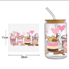 1 Piece Cup Wrap, Transfer Stickers for Glass Uv DTF Latte FRAP Valentine's Day