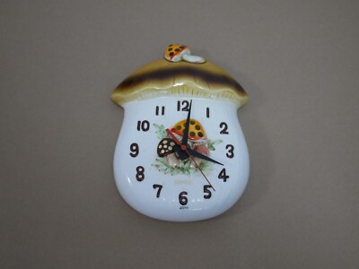 Vintage Merry Mushroom Sears Roebuck Japan Küchenuhr Wanduhr Keramik Pilz 70er