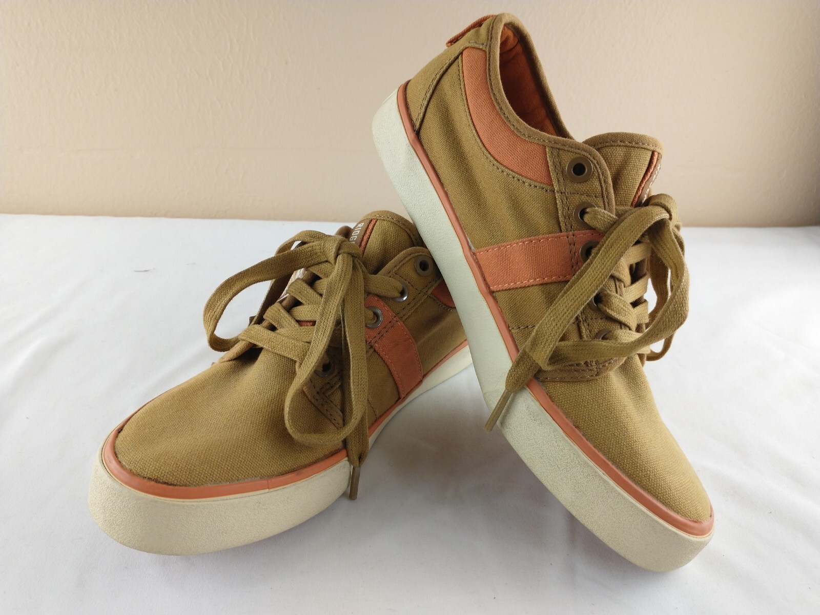 Ridgemont Men's Shoes 8 Lace Up Boat Loafers Rubber Soles Mustard Brown