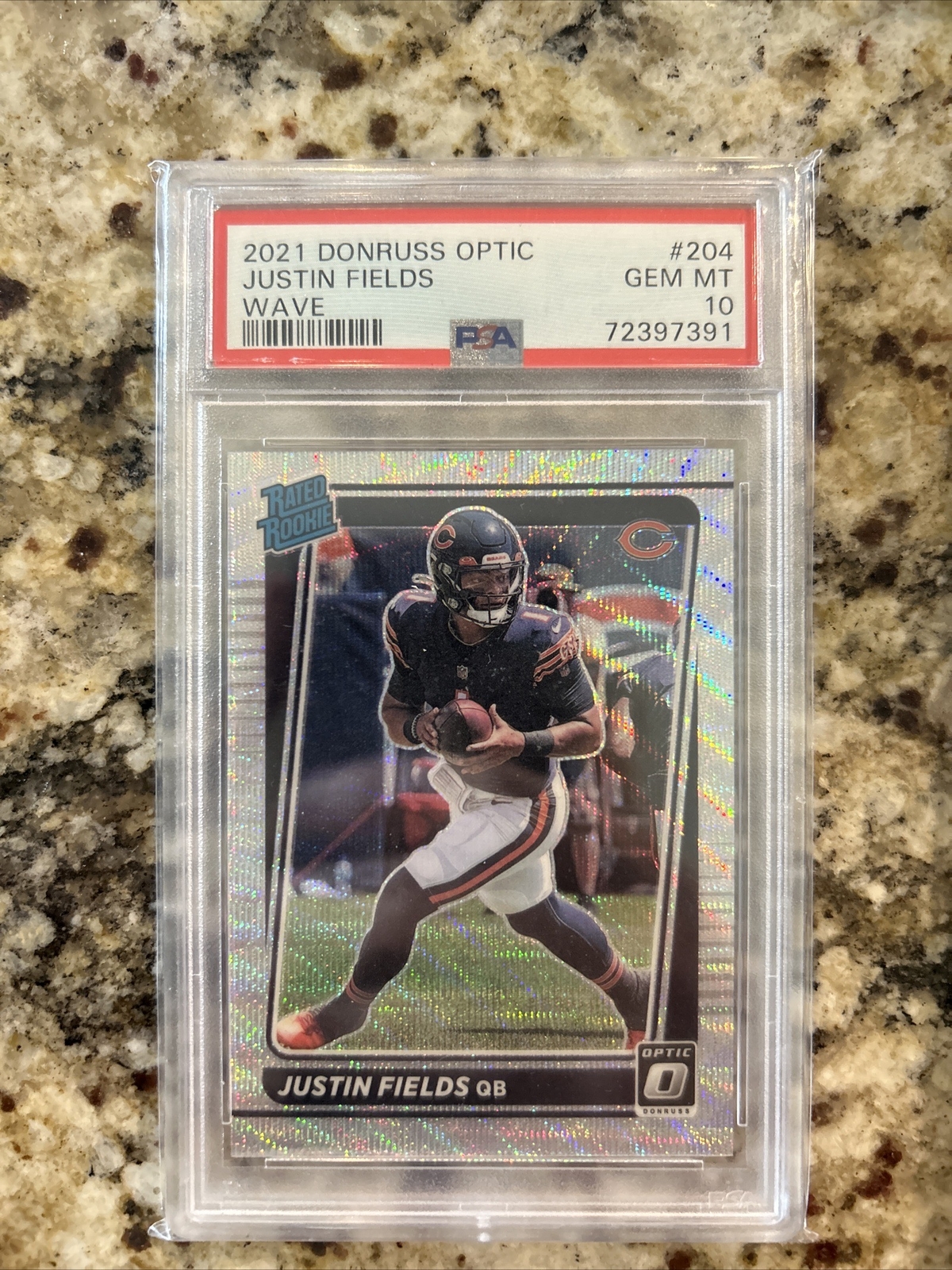 2021 Donruss Optic #204 Justin Fields Wave /299 PSA 10 Gem Mint