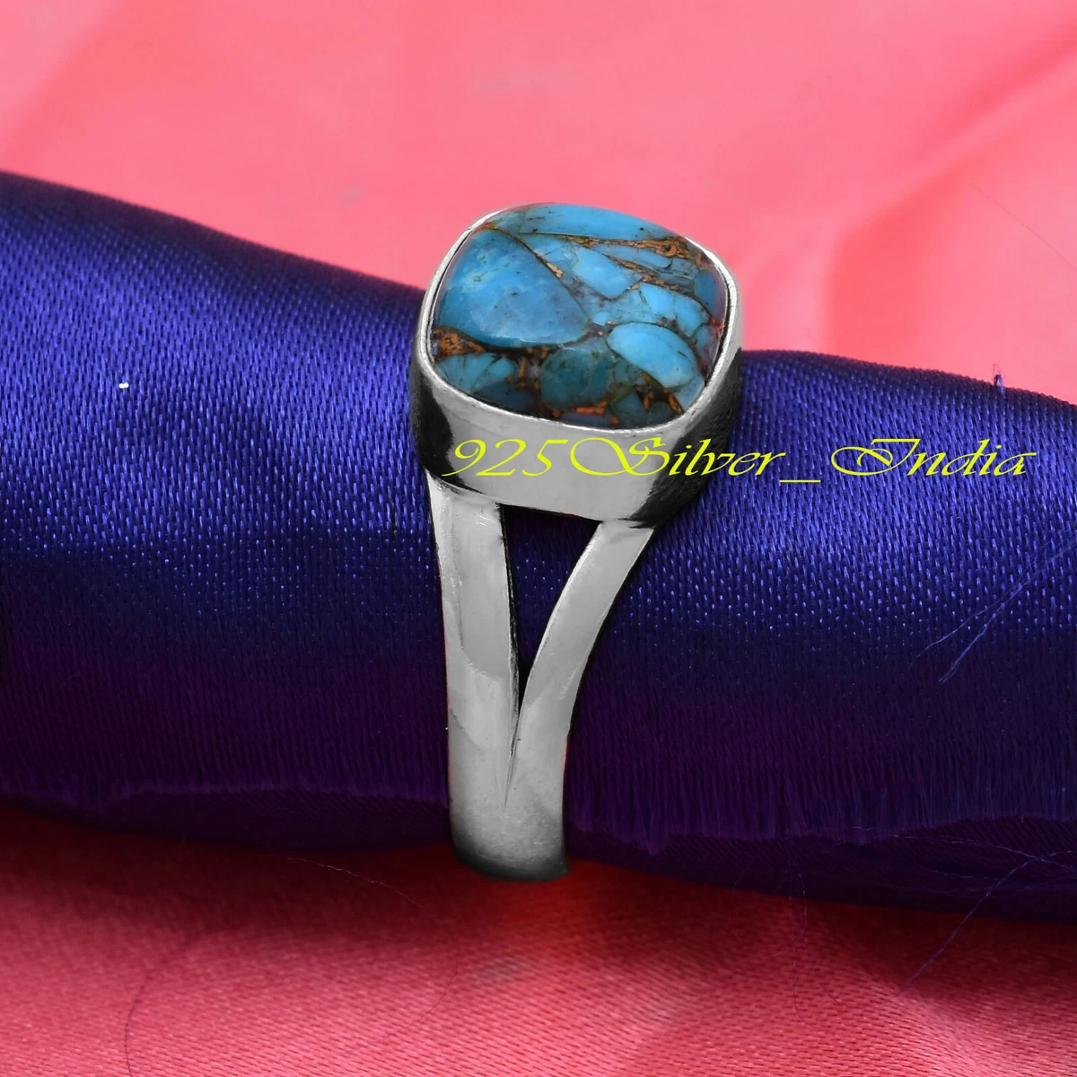 Anello in argento turchese fatto a mano: delicato design boho, regalo etnico - Italia