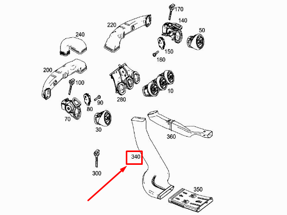 MERCEDES-BENZ C W205 Luftkanal für Kabine hinten rechts A2058310946