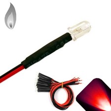 10 x 12v 5mm Pre wired LEDs Flickering Candle Red LED Bright PreWired Flicker