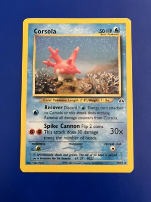 corsola pokemon card Corsola 37/75 2001 Neo Discovery Non-Holo English Pokémon Card