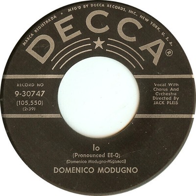 Domenico Modugno Stay Here With Me (Resta Cu Mme) / Io Vinyl Single 7inch