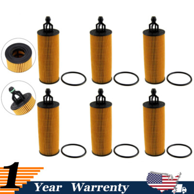 Set (6) Oil Filter 68191349AB For Chrysler 300 Dodge Durango Jeep Grand Cherokee