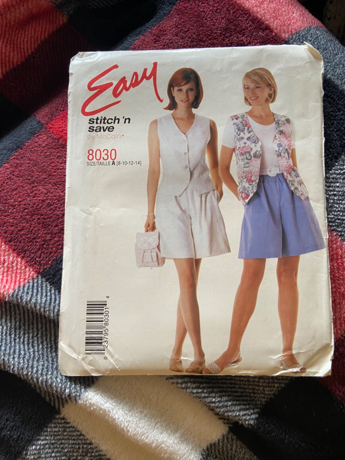 Vest and Shorts Pattern, Sze: 8-10-12-14, McCall’s 8030, UNCUT vintage, c1996-image