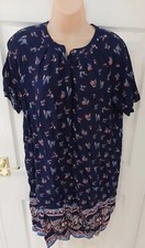 Principles navy blue floral tunic knee length lagenlook dress 12 nwt