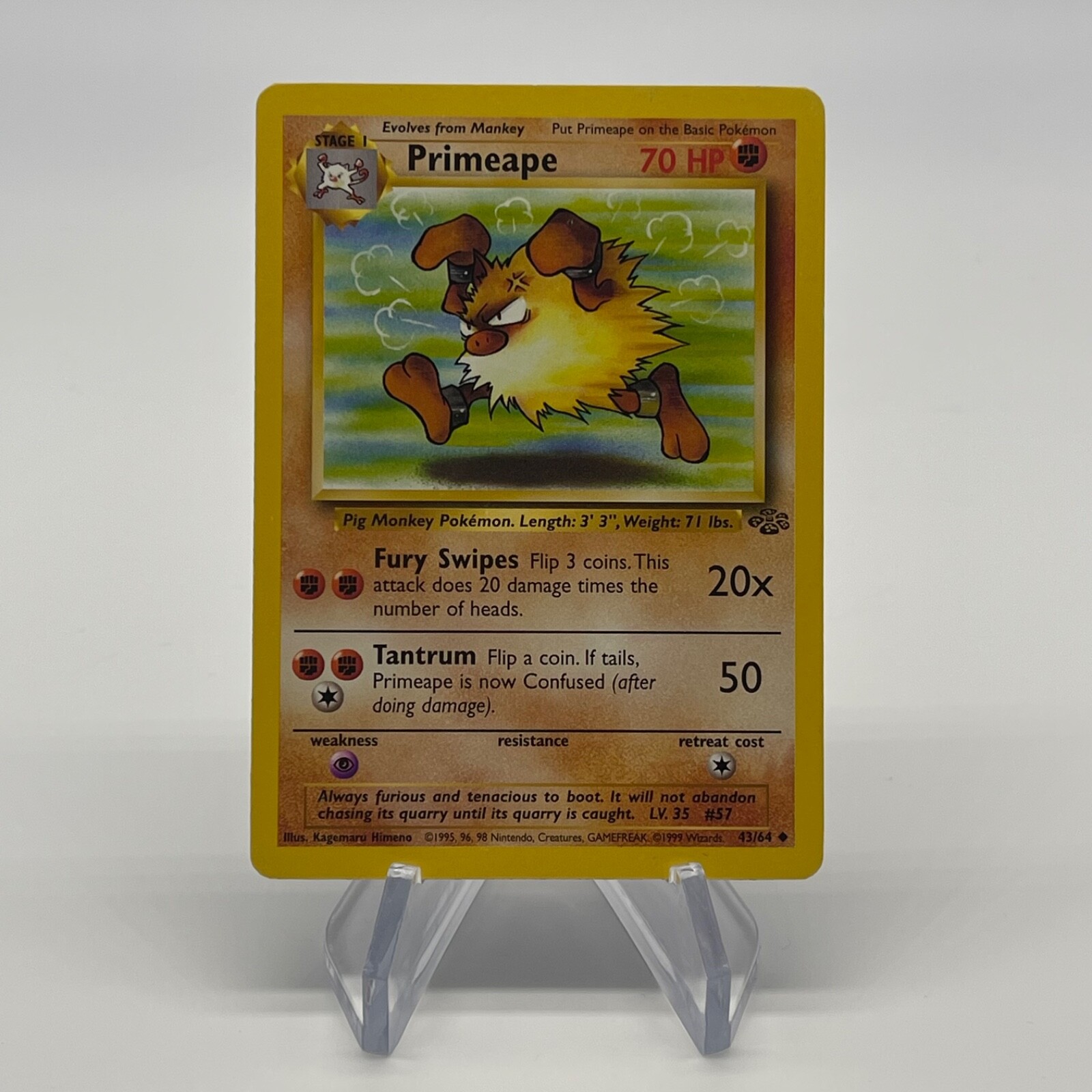 Primeape 43/64  - Uncommon - WoTC Vintage Jungle Set Pokemon Card NM/LP