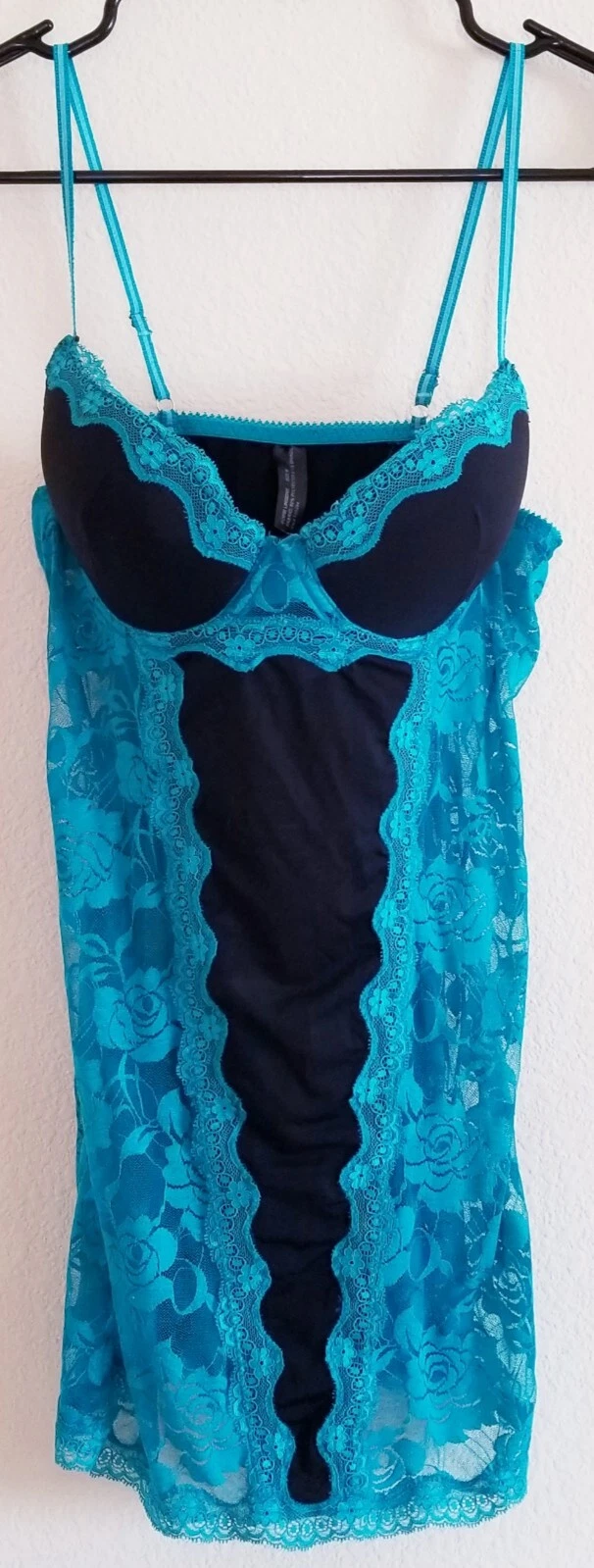 VALENTINO Popsi camicia da notte media rosa pizzo orlo pinup nero verde acqua lingerie abito slip sexy