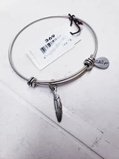 BellaRyann Feather Expandable Bangle Charm Bracelet 7" to 9" X 15mm 
