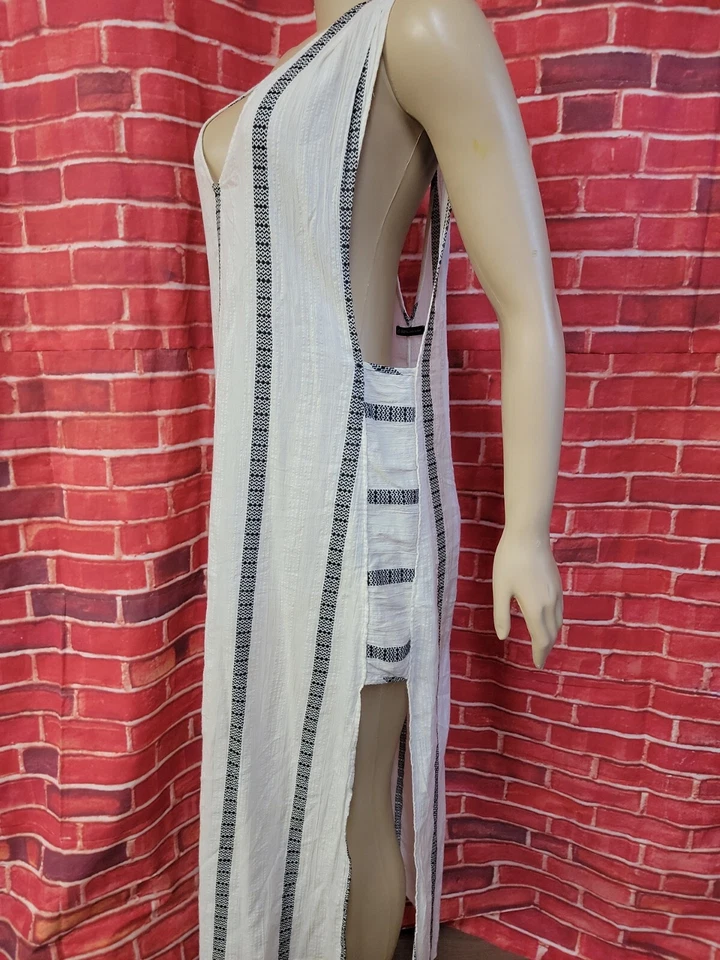 ViX Paula Hermanny женщин полоски Luanna кафтан в размер M слоновой кости/черный #W3 - Изображение 4 из 4