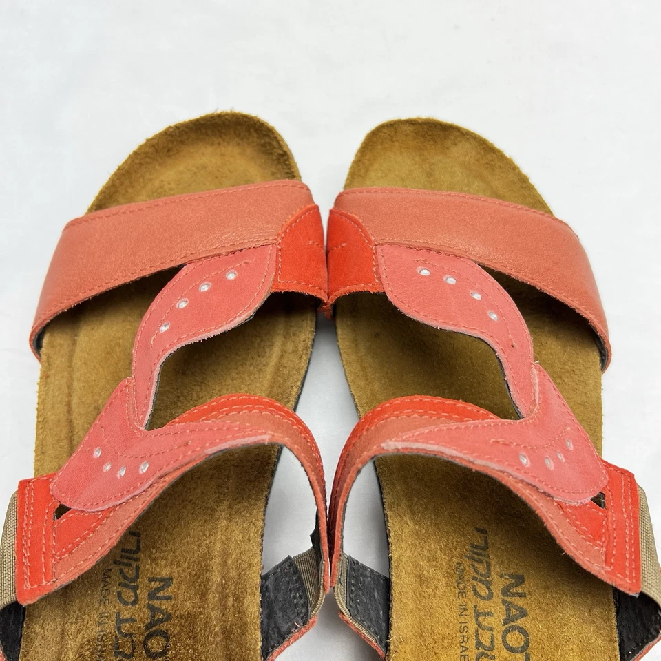 Naot женщин кожи на танкетке красный/оранжевый лосось лист со стразами размер 38/США 7 - Изображение 3 из 4