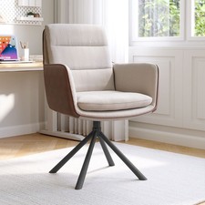 Linen Armchair 360° Swivel Upholstered Chair Cushion Home Office Dinning Chairs