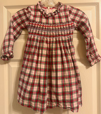 Mini Boden Smocked Red Plaid Dress Girls Size 4/5