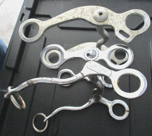 Crockett-Maker Marked Western Curb Bits Lot-Steel-Aluminum-Silver Trim-Vintage