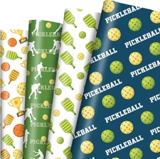 Pickleball Wrapping Paper 12 Sheets - Pickleball Gift Wrap - Sports Ball Gift Wr