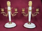 Louis XVI White Marble & Gilt Bronze Pr. CANDLEHOLDERS 19th C FInely Chiseled !! — photo 1
