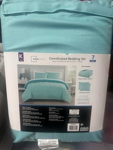Mainstays King Bed-in-a-Bag 7-Piece Teal Solid Reversible Comforter Set