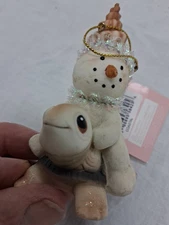 St. Nicholas Square Christmas Resin Snow Man  on  Sea Turtle Coastal Beach NEW