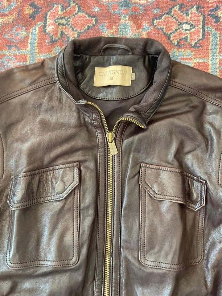 CHEVIGNON RETRO VINTAGE LEDERJACKE BRAUN CASUAL GR. M - Bild 3 von 3