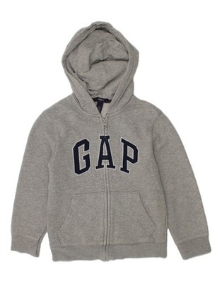 GAP Jungen Grafik Reißverschluss Hoodie Pullover 6-7 Jahre Grau Baumwolle FA01